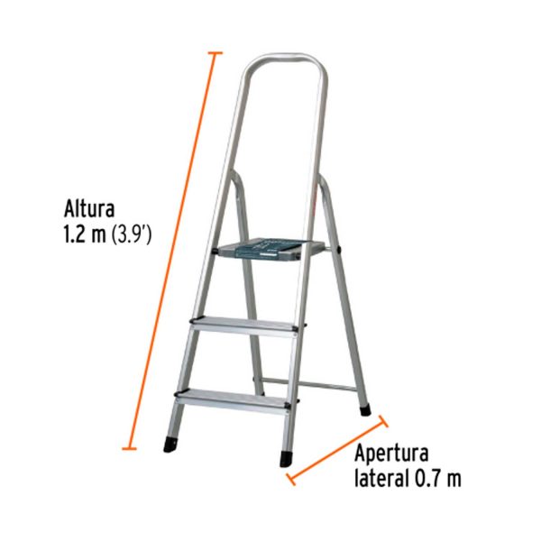 Escalera De Aluminio 3 Peldaños -truper- Estu-3a –